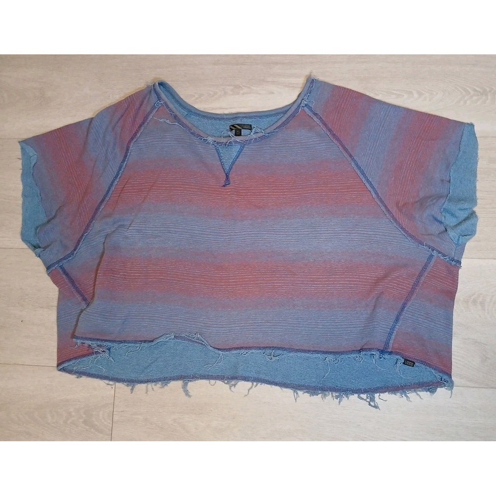Van's Women's Shirt Cropped Poncho Top XL Vans Blue and Red Read Description